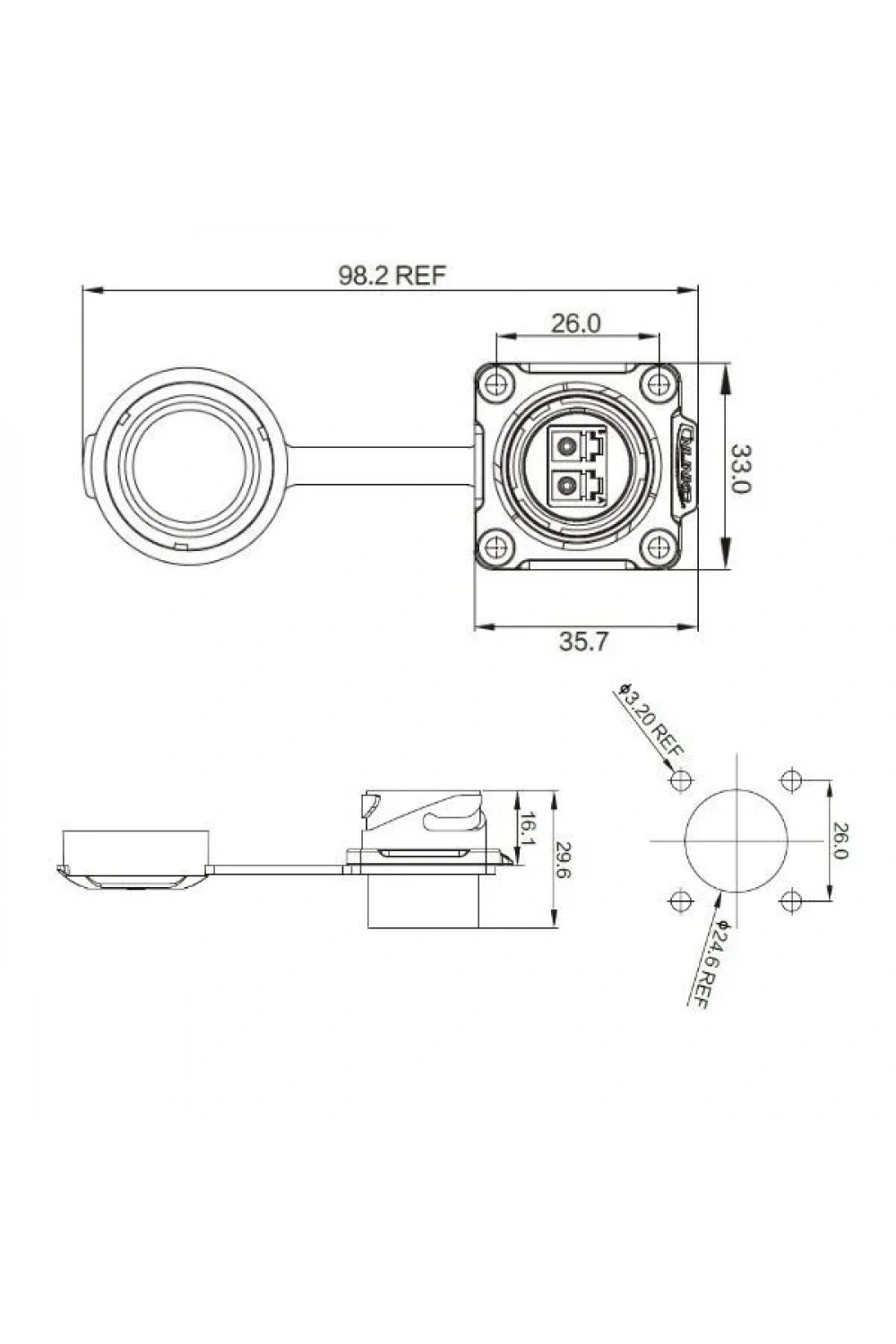 DH-24-J/LC/213/SX-43-401 Su Geçirmez Fiber Optik Konnektör - Dişi