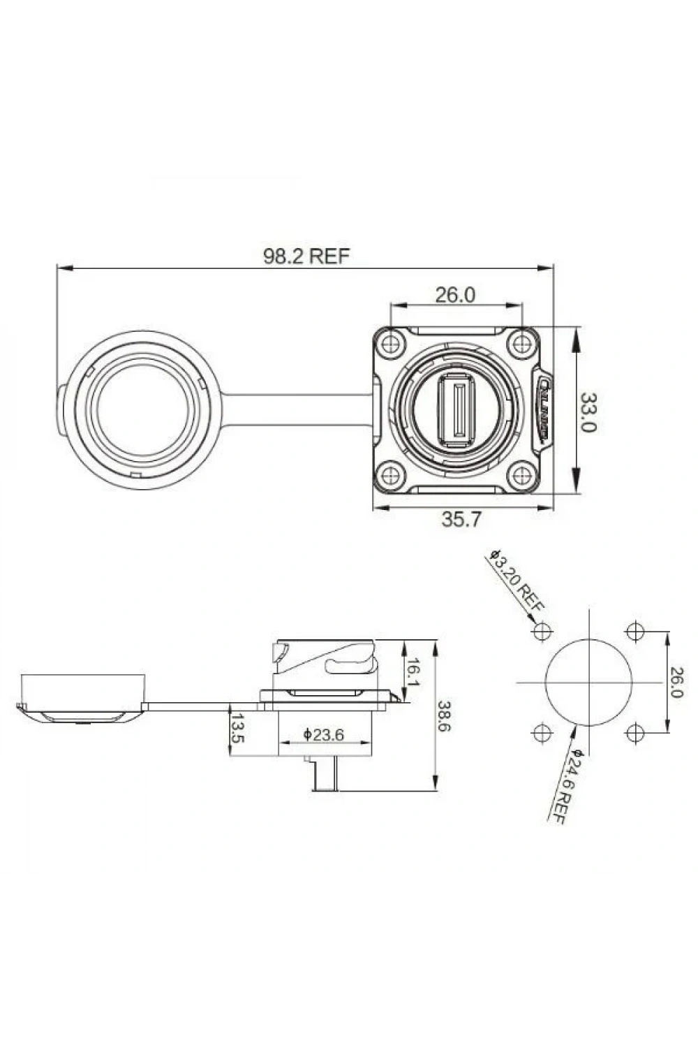 DH-24-J/USB3/213/SX-43-401 Su Geçirmez Data Konnektörü - Dişi