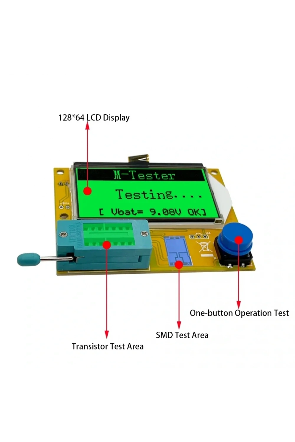 Dijital Transistör Kondansatör Batarya Grafiksel Komponent Test Cihazı LCR-T4
