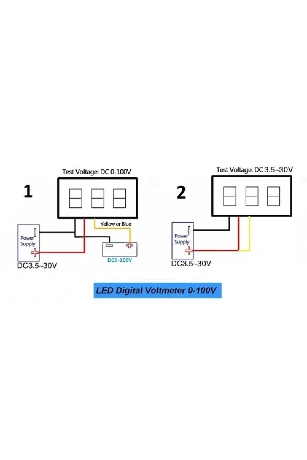 Dijital Voltmetre Ampermetre Volt Akım Ölçer DC 0-100V 10A