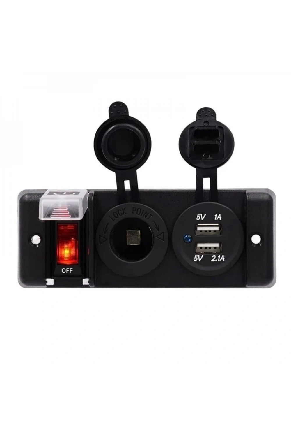 Dişi Çakmaklık Soketi 2x5V USB Voltaj Göstergeli ve Reset Anahtarlı Switch Panel