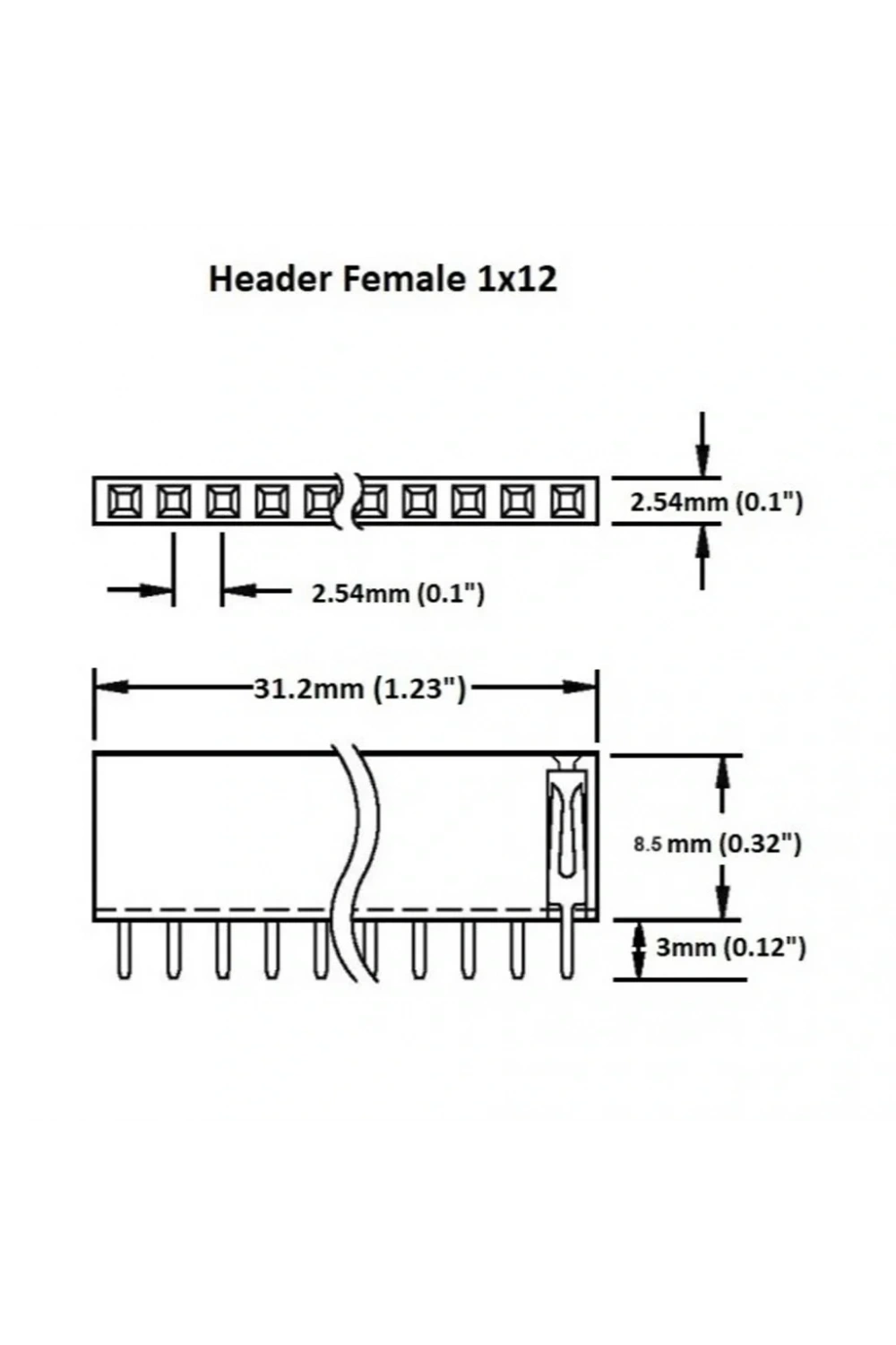 Dişi Pin Header 40 Pin 2.54mm 1x40 180° Tek Sıra