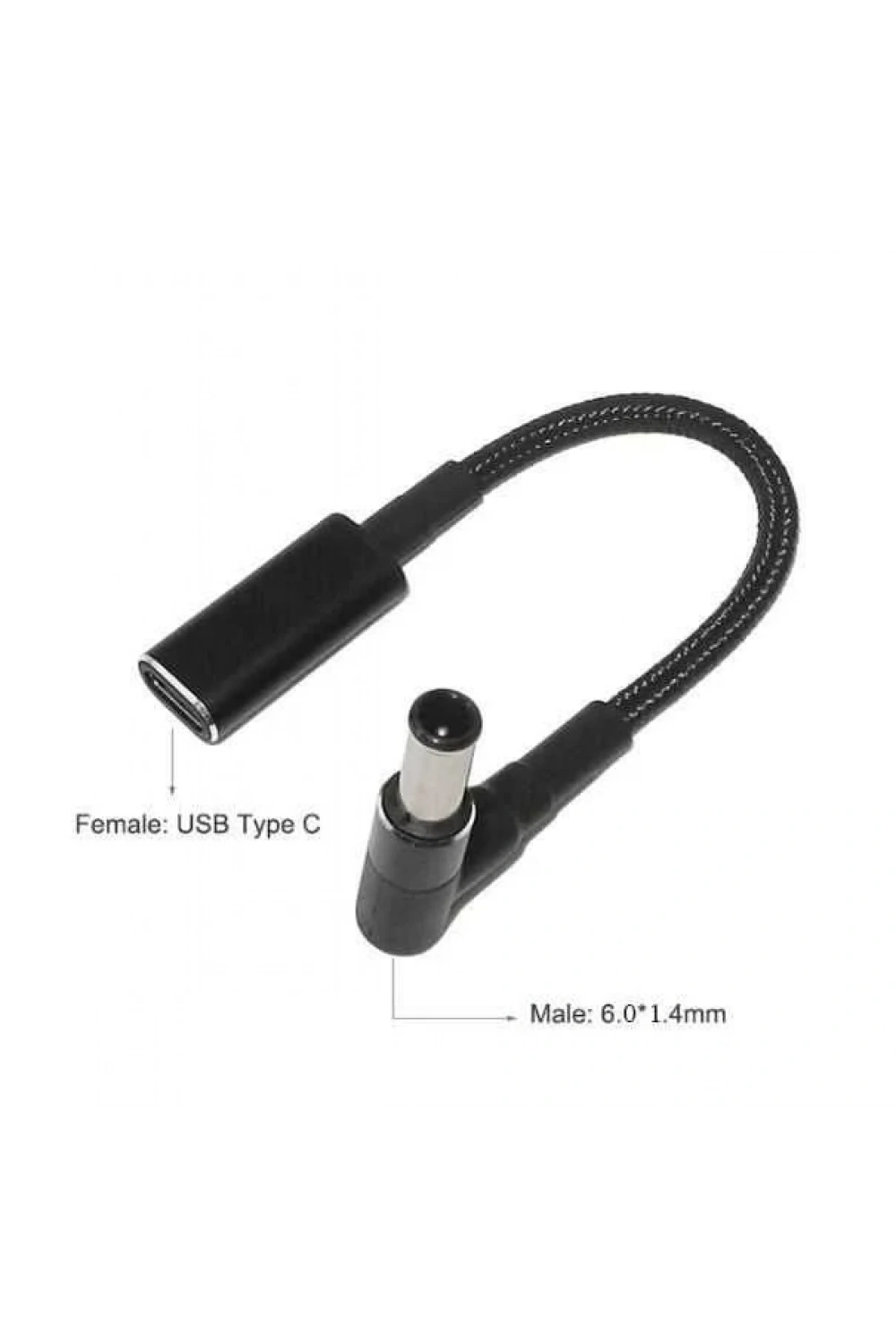 Dişi Type C - Erkek 6.0x1.4mm Jack Dönüştürücü Kablo Tip-C to 6014