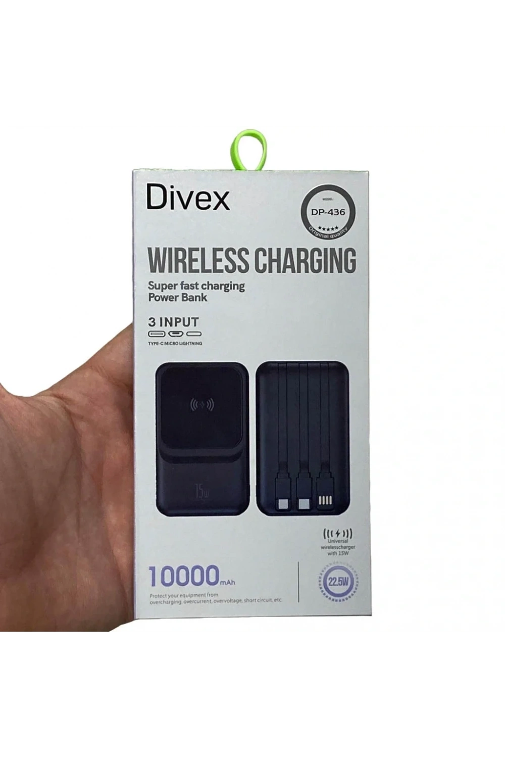 Divex 10000 mAh 22.5w Hızlı Şarjlı 15W Hızlı Wireless Powerbank DP-436
