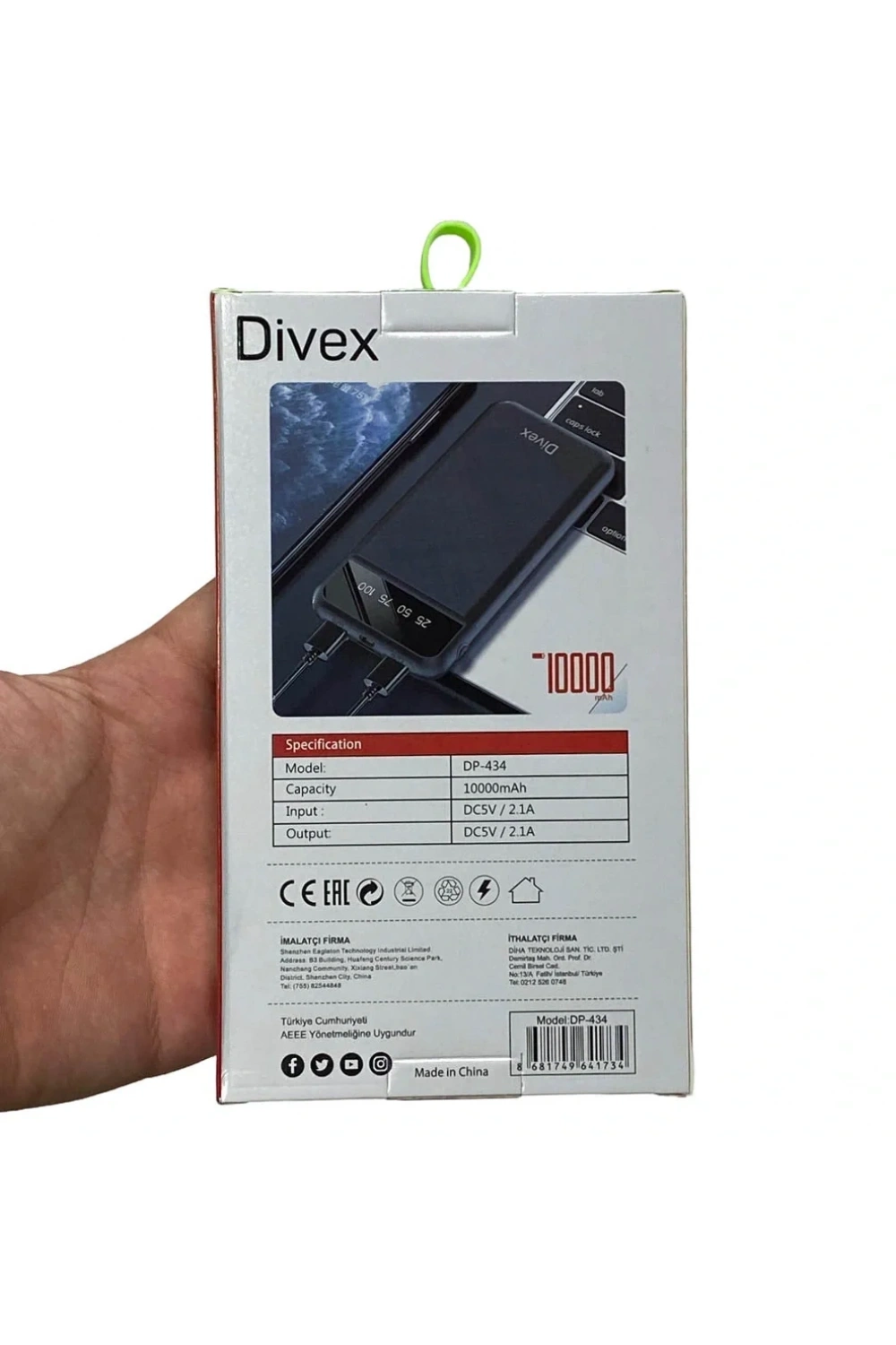 Divex 10000mAh Powerbank Ultra İnce Polimer Taşınabilir Şarj Cihazı DP-434