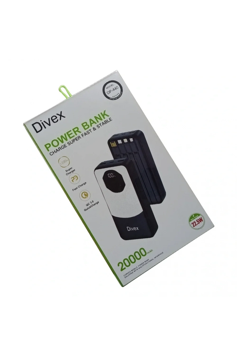Divex 20000 mAh Powerbank 22.5W 4 Farklı Kablo Çıkışlı DP-440