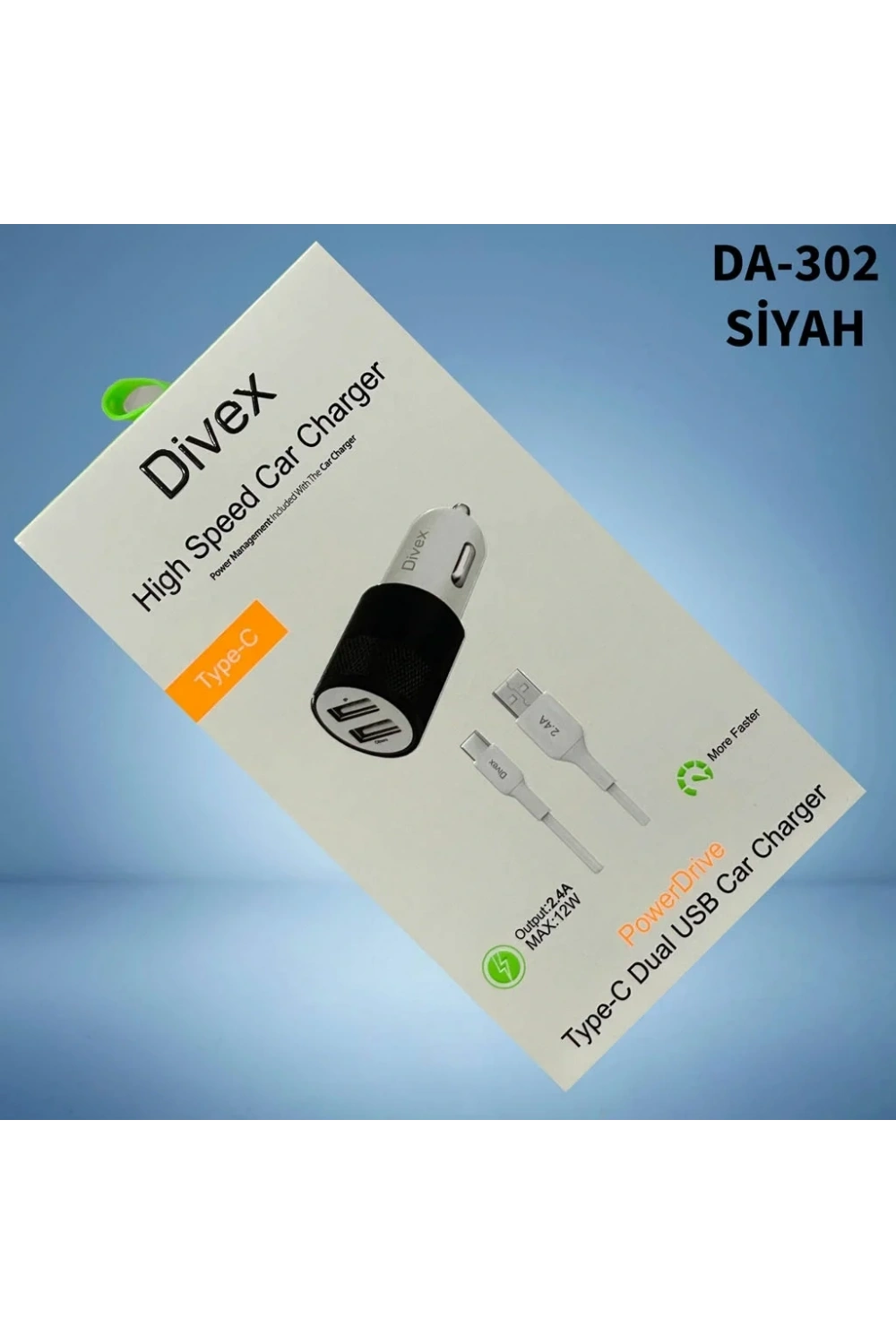 Divex 2.4 Amper 12W Dual Araç Şarj Cihazı Siyah DA-302