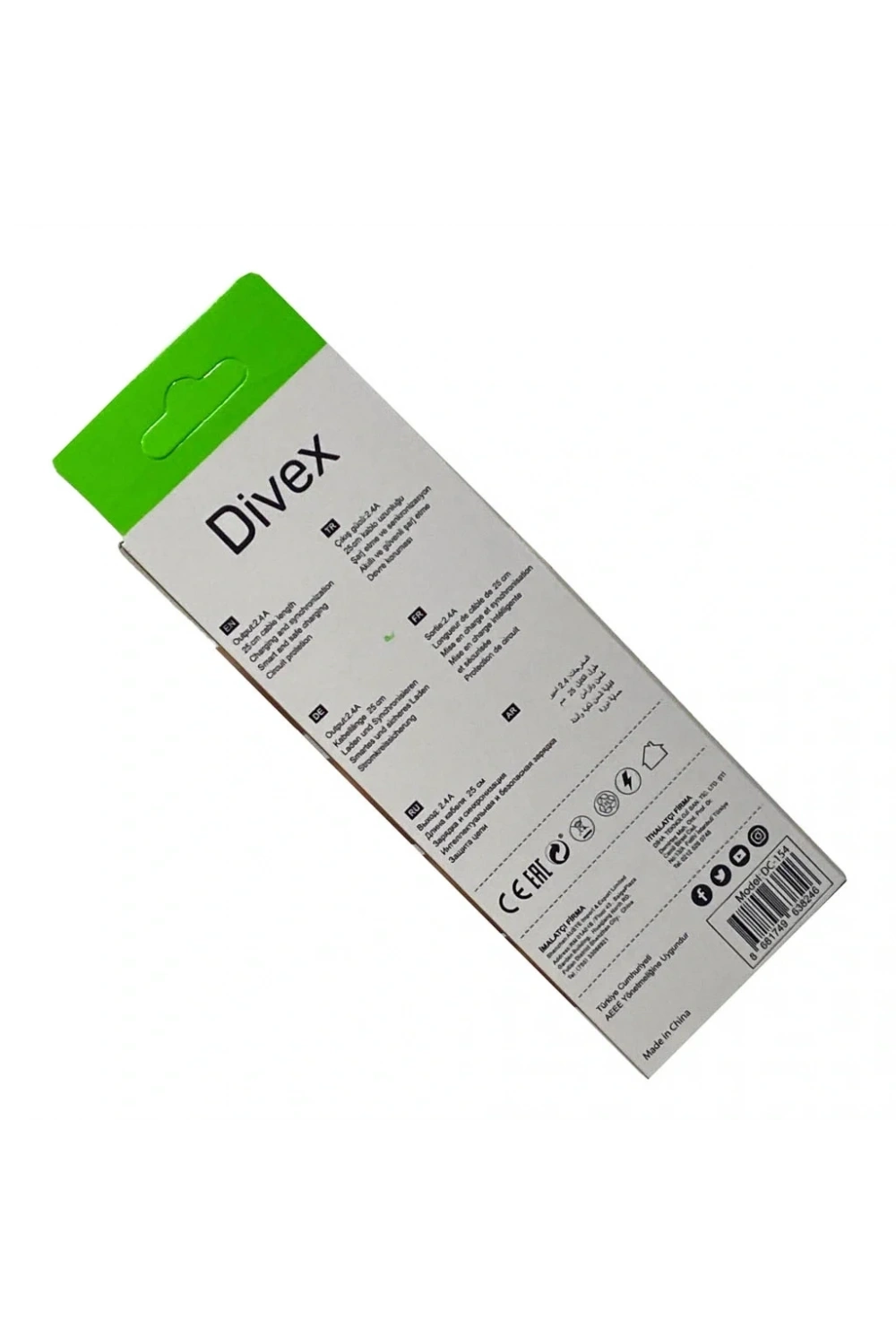 Divex 2.4A Lightning to Usb Hızlı Şarj Kablosu 25cm DC-154