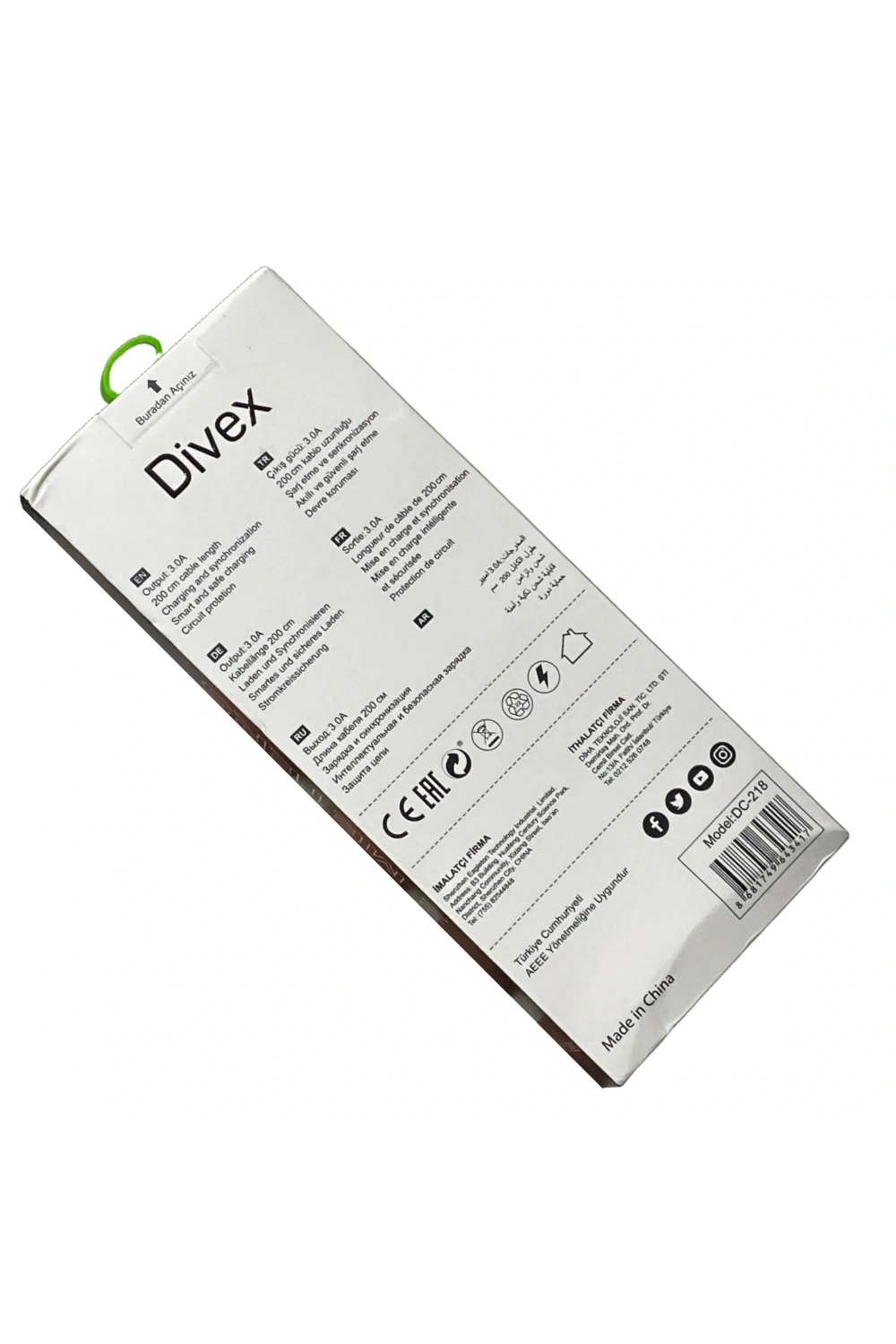 Divex 27W Type-C to Lightning Yüksek Hızlı Şarj Kablosu 2m DC-218