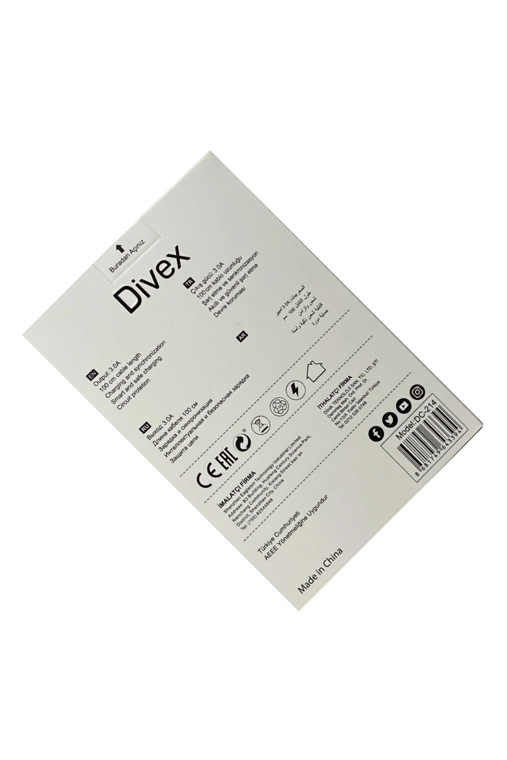 Divex 27W Type-C to Lightning Yüksek Hızlı Şarj Kablosu DC-214