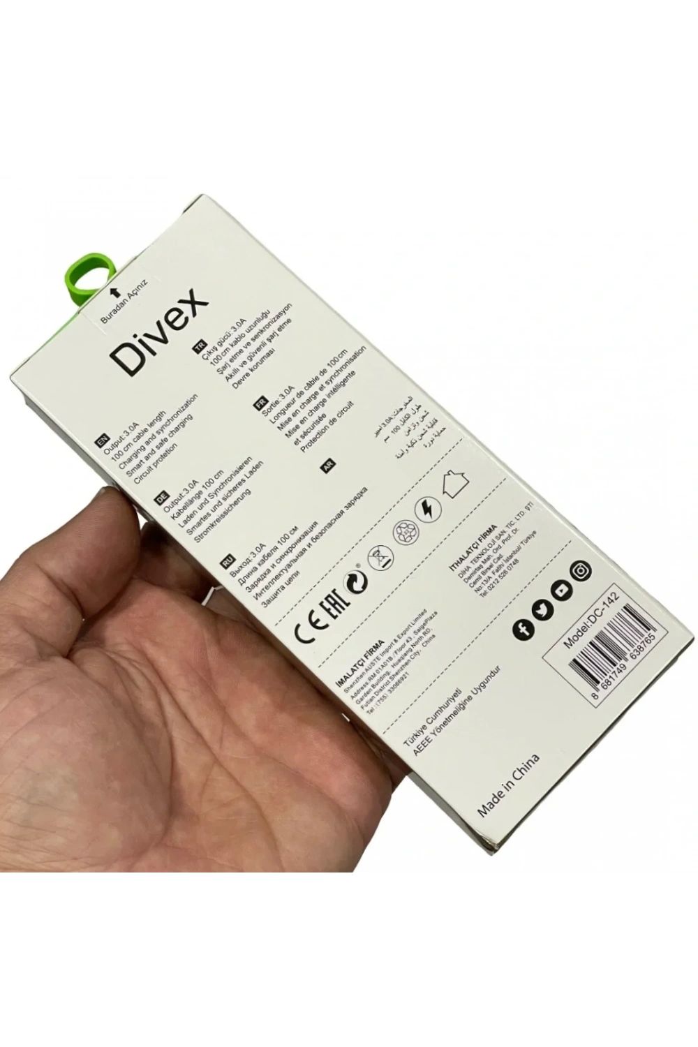 Divex 3.0A 20W Type-C to Lightning Hızlı Şarj Data Kablosu DC-142