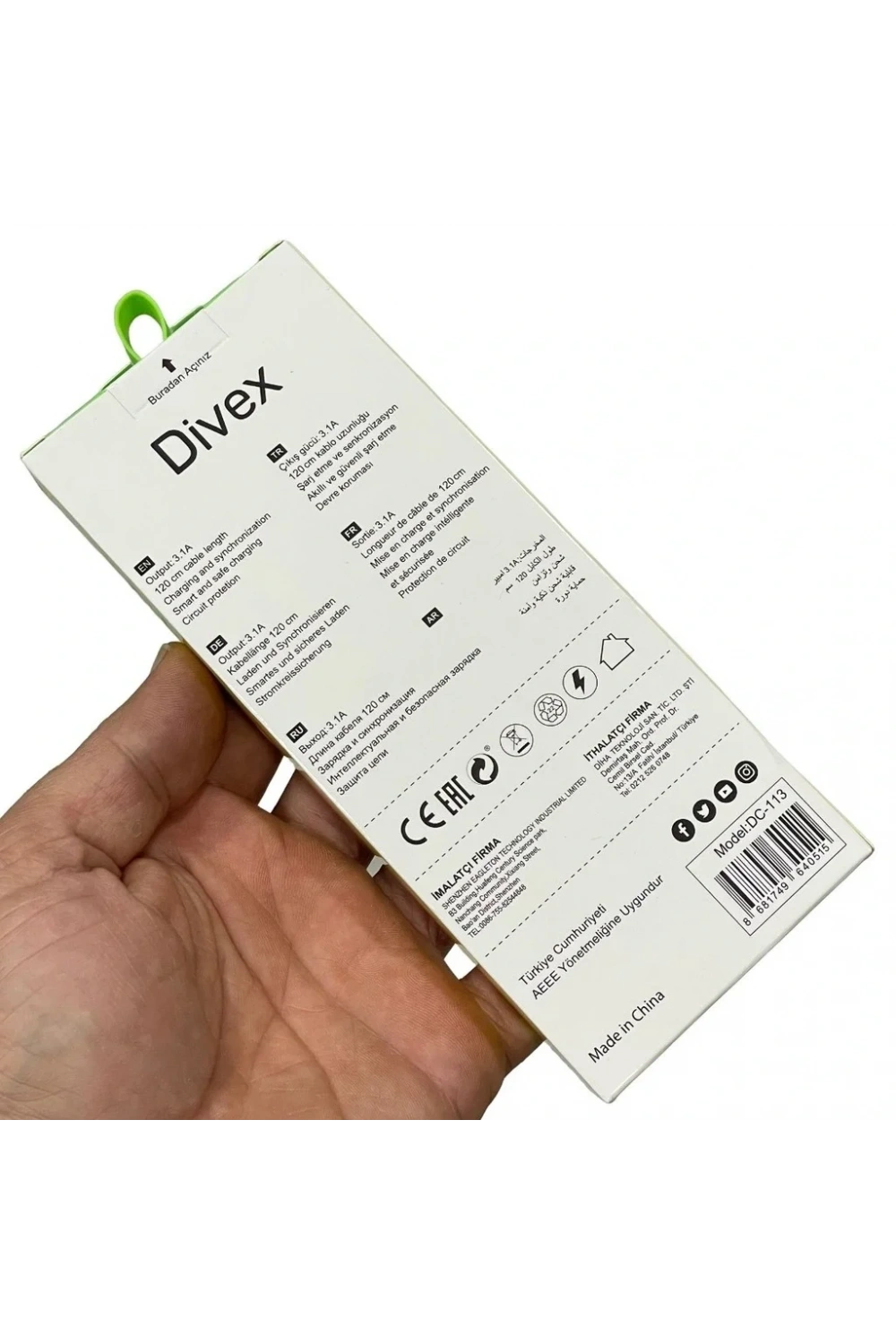 Divex 3.1A 3ü Bir Arada Hızlı Şarj Data Kablosu DC-113