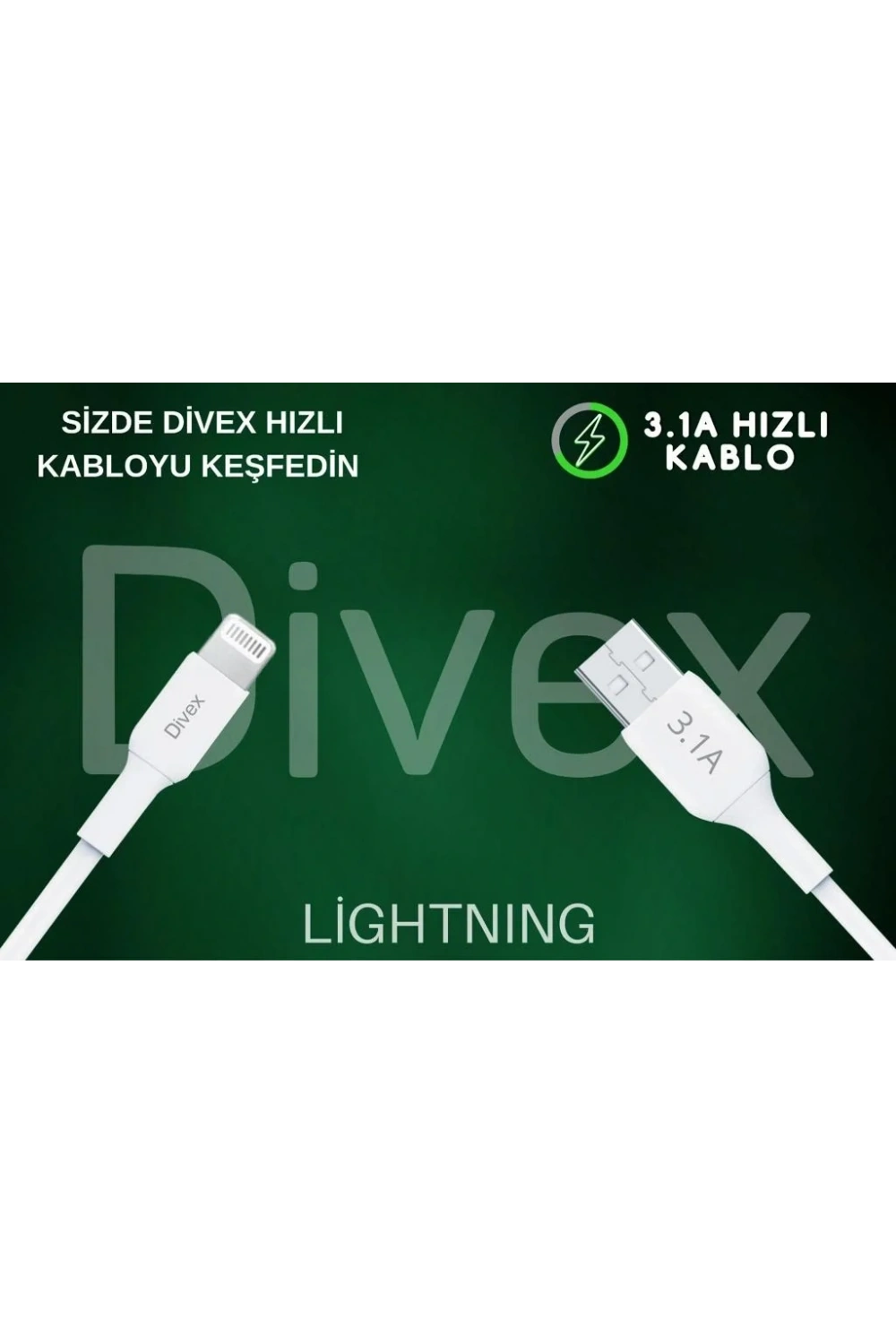 Divex 3.1A Lightning Hızlı Şarj Data Kablosu