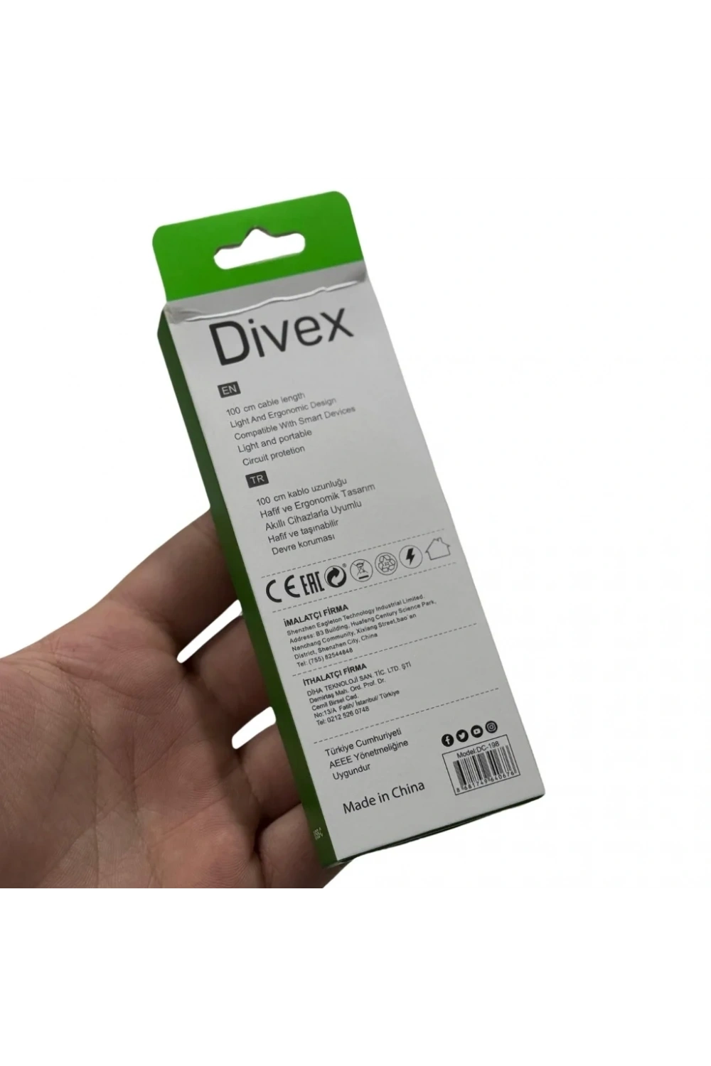 Divex 3A Type-C Hızlı Şarj ve Data Kablosu 1m DC-102