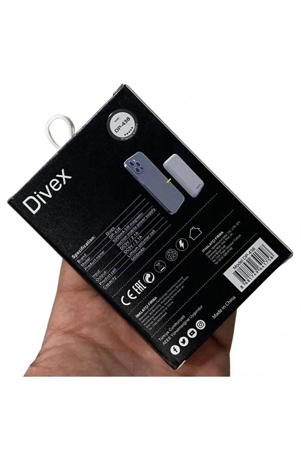 Divex 5000mAh Iphone Uyumlu Manyetik Kablosuz Magsafe Powerbank DP-438