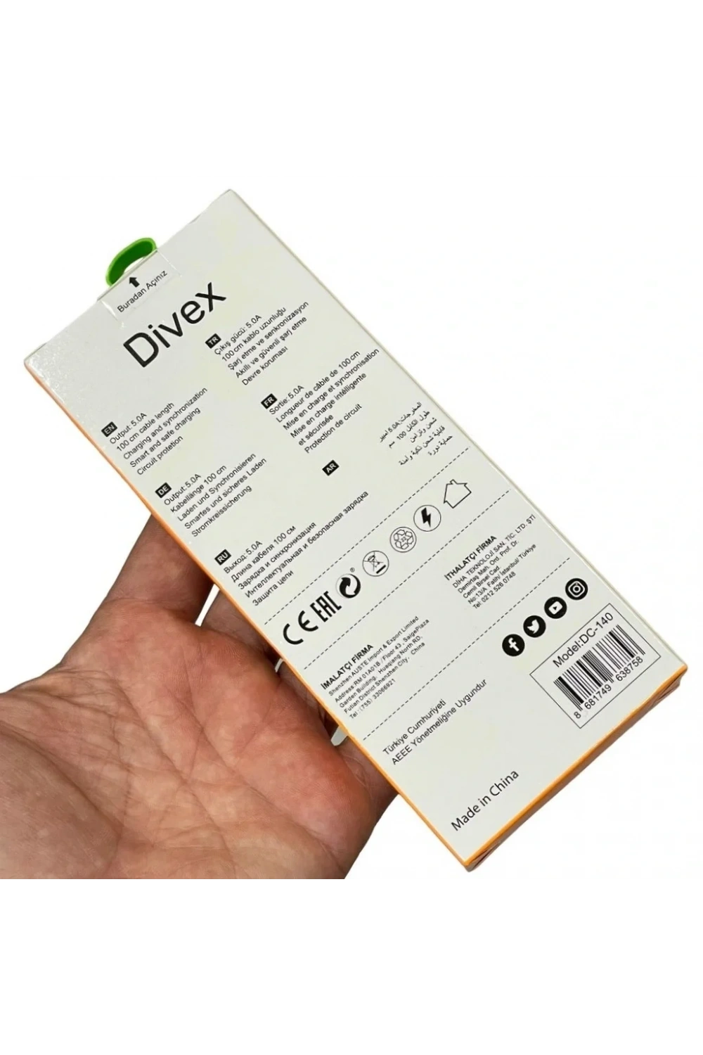 Divex 5.0A 45W Type-C - USB-C Hızlı Şarj Data Kablosu DC-140