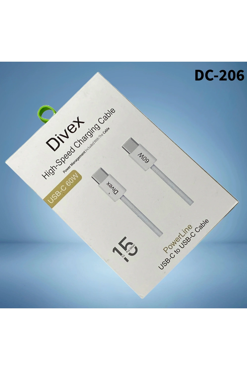 Divex 60W Yüksek Hızlı Type-C (USB-C) Şarj ve Data Kablosu DC-206