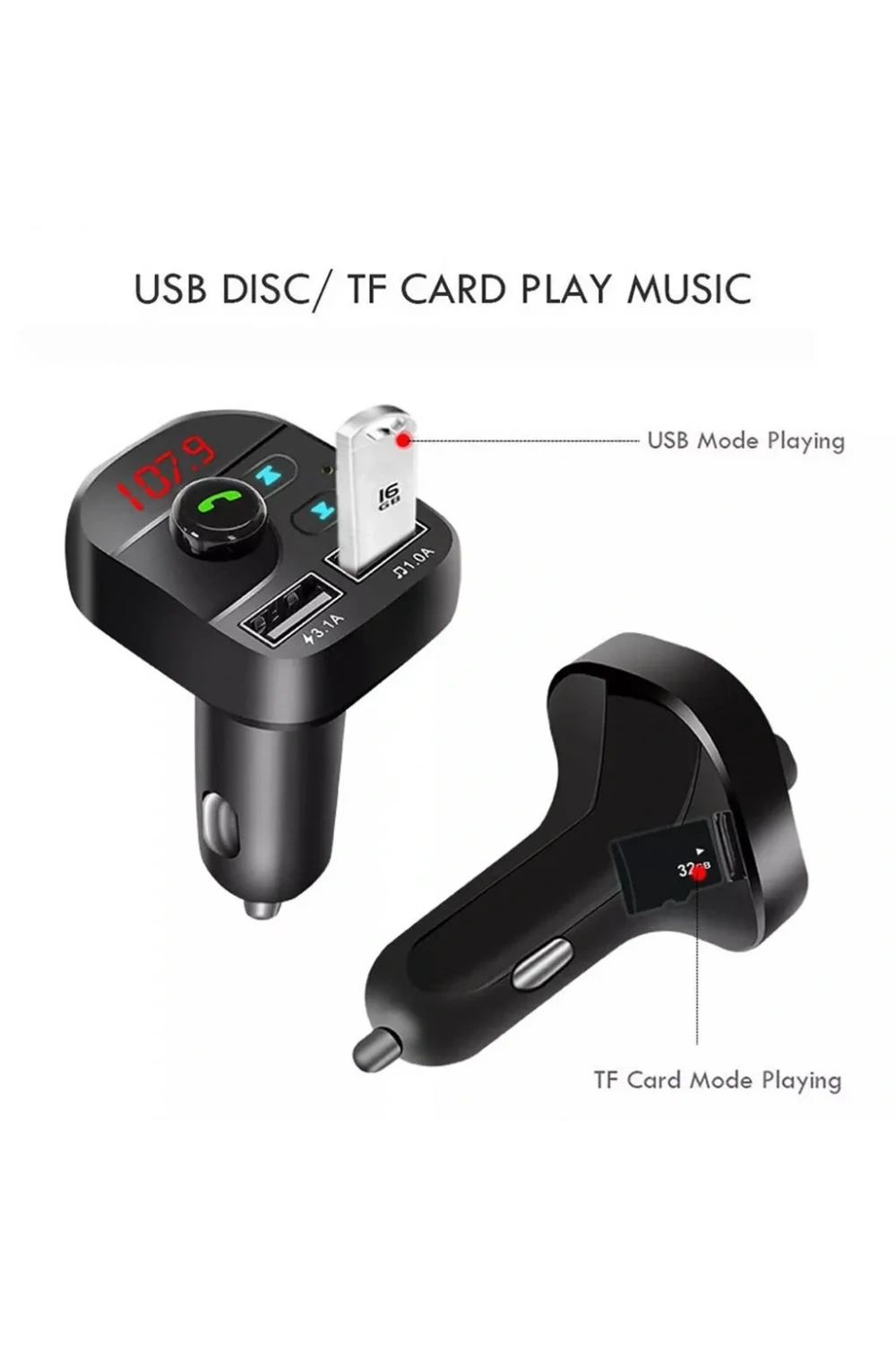 Divex Araç Fm Transmitter Bluetooth 2xUSB Mp3 Çakmaklık Girişli DT-602