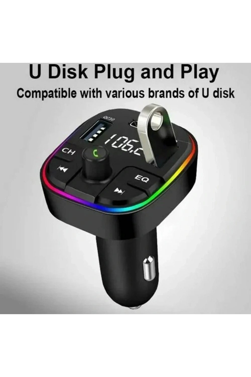 Divex Araç Fm Transmitter Bluetooth 3xUSB - Type-C - SD Kart Çakmaklık Girişli DT-604