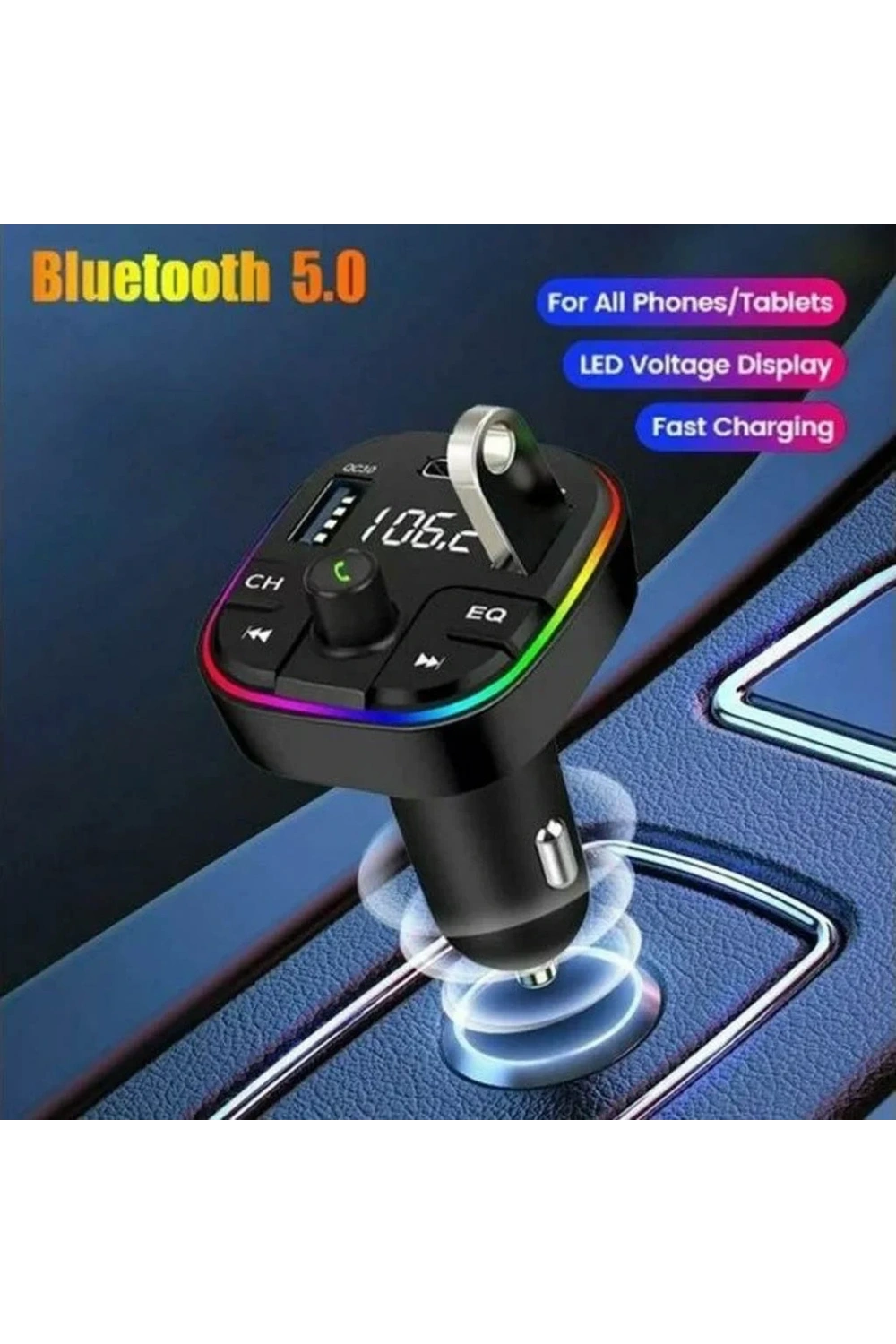 Divex Araç Fm Transmitter Bluetooth 3xUSB - Type-C - SD Kart Çakmaklık Girişli DT-604