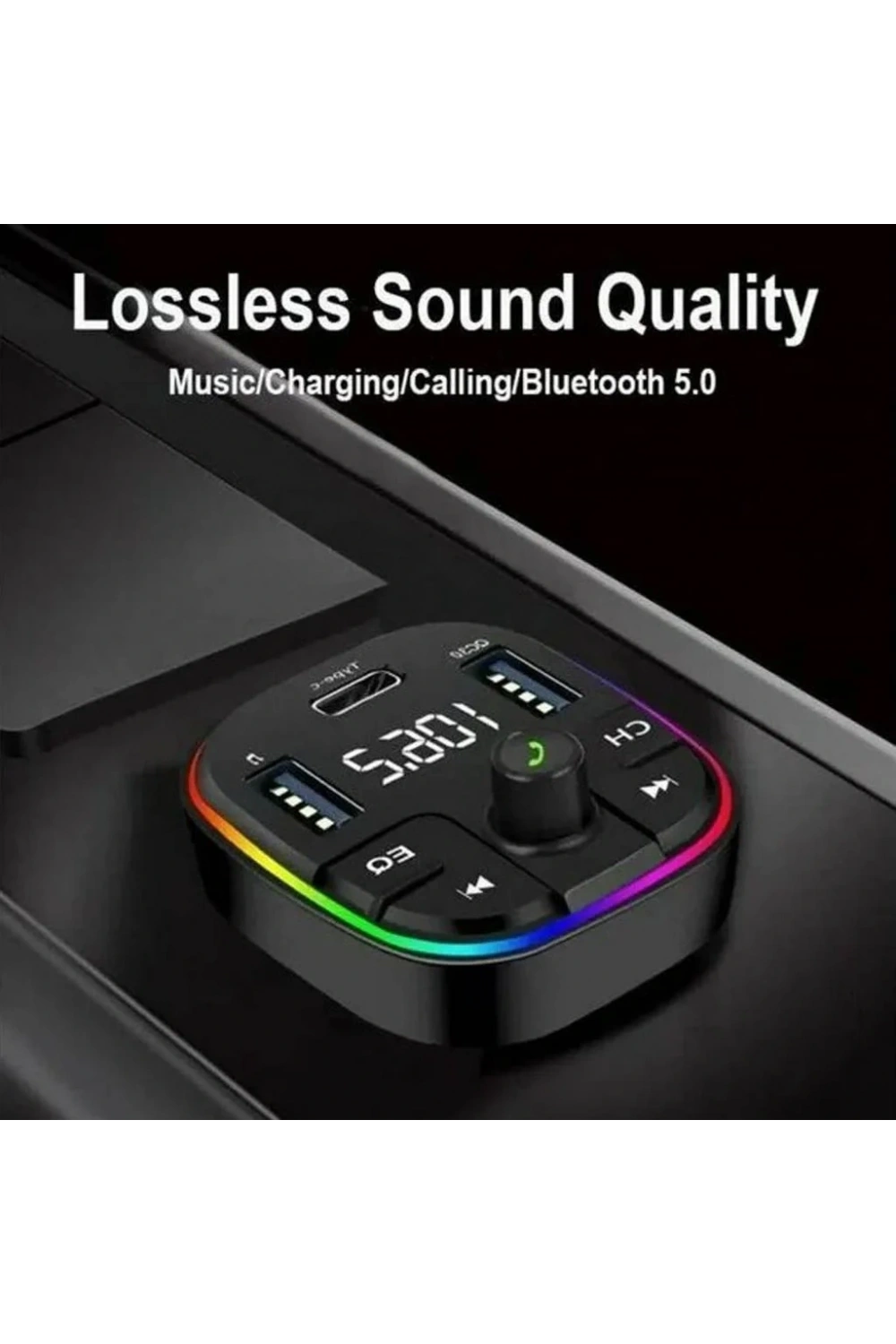 Divex Araç Fm Transmitter Bluetooth 3xUSB - Type-C - SD Kart Çakmaklık Girişli DT-604