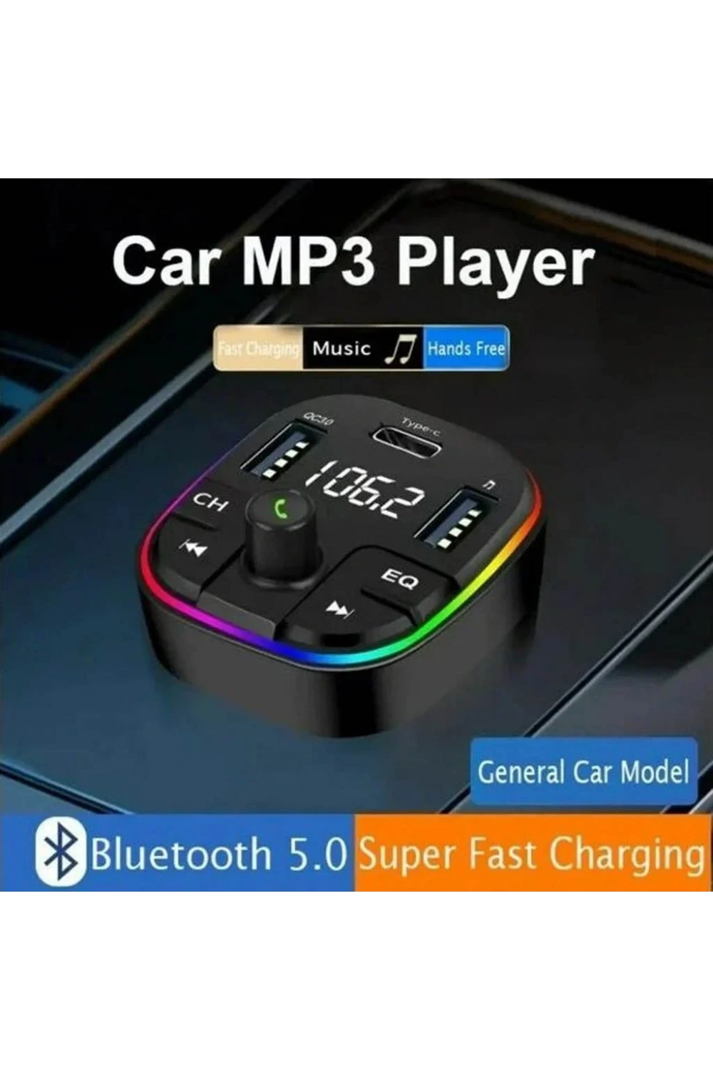 Divex Araç Fm Transmitter Bluetooth 3xUSB - Type-C - SD Kart Çakmaklık Girişli DT-604