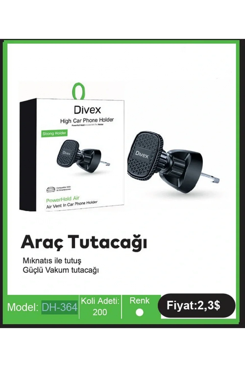 Divex Araç İçi Hava Izgarası Mıknatıslı Telefon Tutacağı DH-364