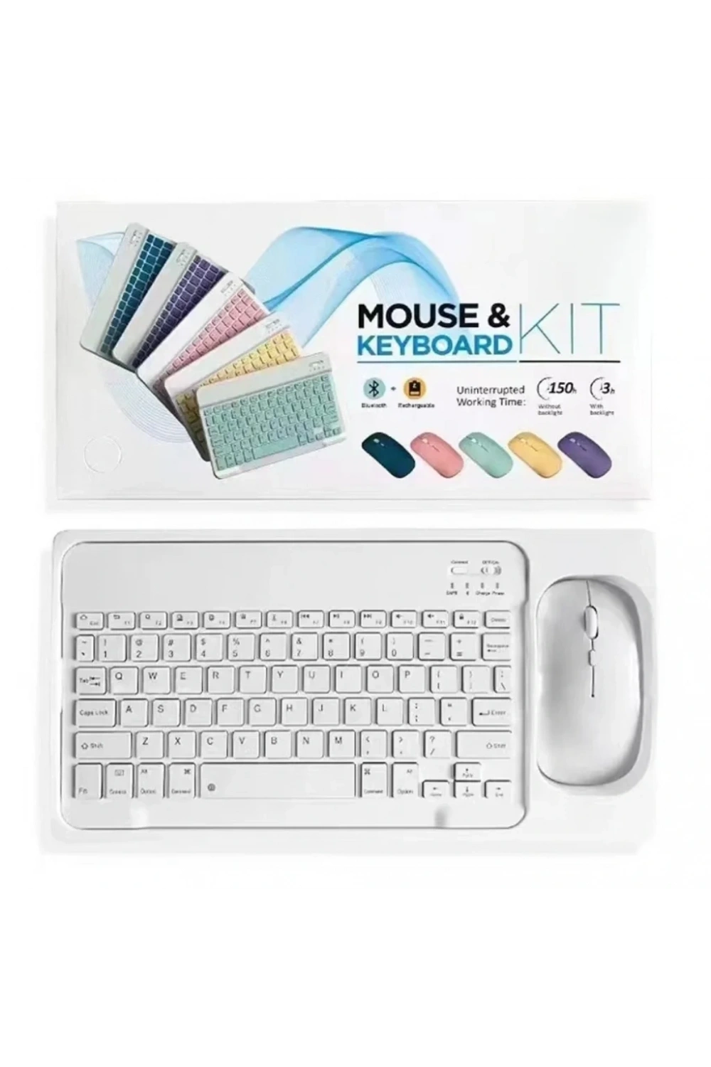 Divex Bluetooth Bağlantılı Şarjlı Mouse Klavye Seti Beyaz DK-10