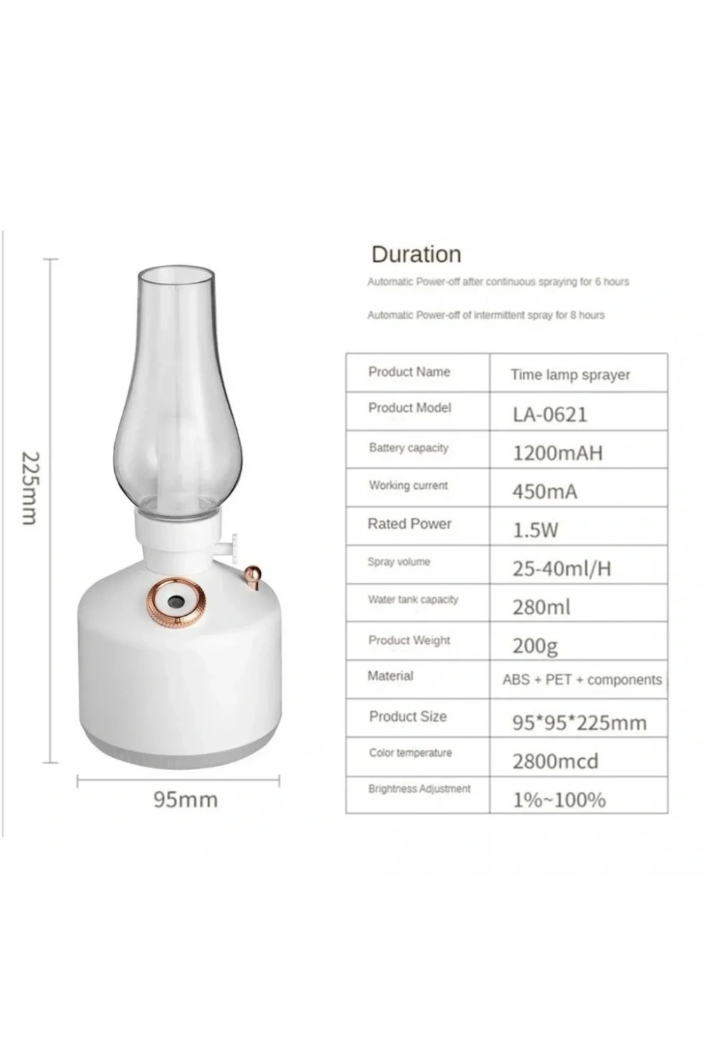 Divex Gaz Lambası Görünümlü Hava Nemlendirici Vintage Lamp Humidifier H-47