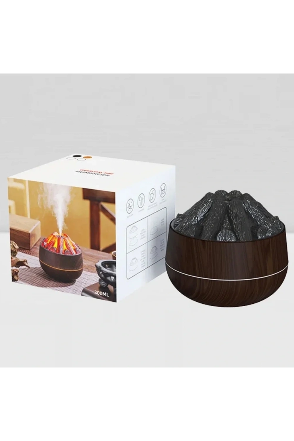 Divex Kömür Ateşi Görünümlü Hava Nemlendirici Charcoal Fire Humidifier Siyah H-55