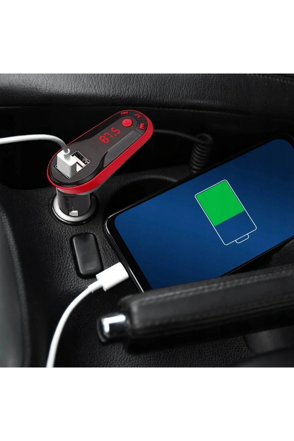 Divex Kumandalı Çakmaklık Girişli Araç Fm Transmitter Bluetooth 2xUSB - SD Kart Kırmızı DT-600