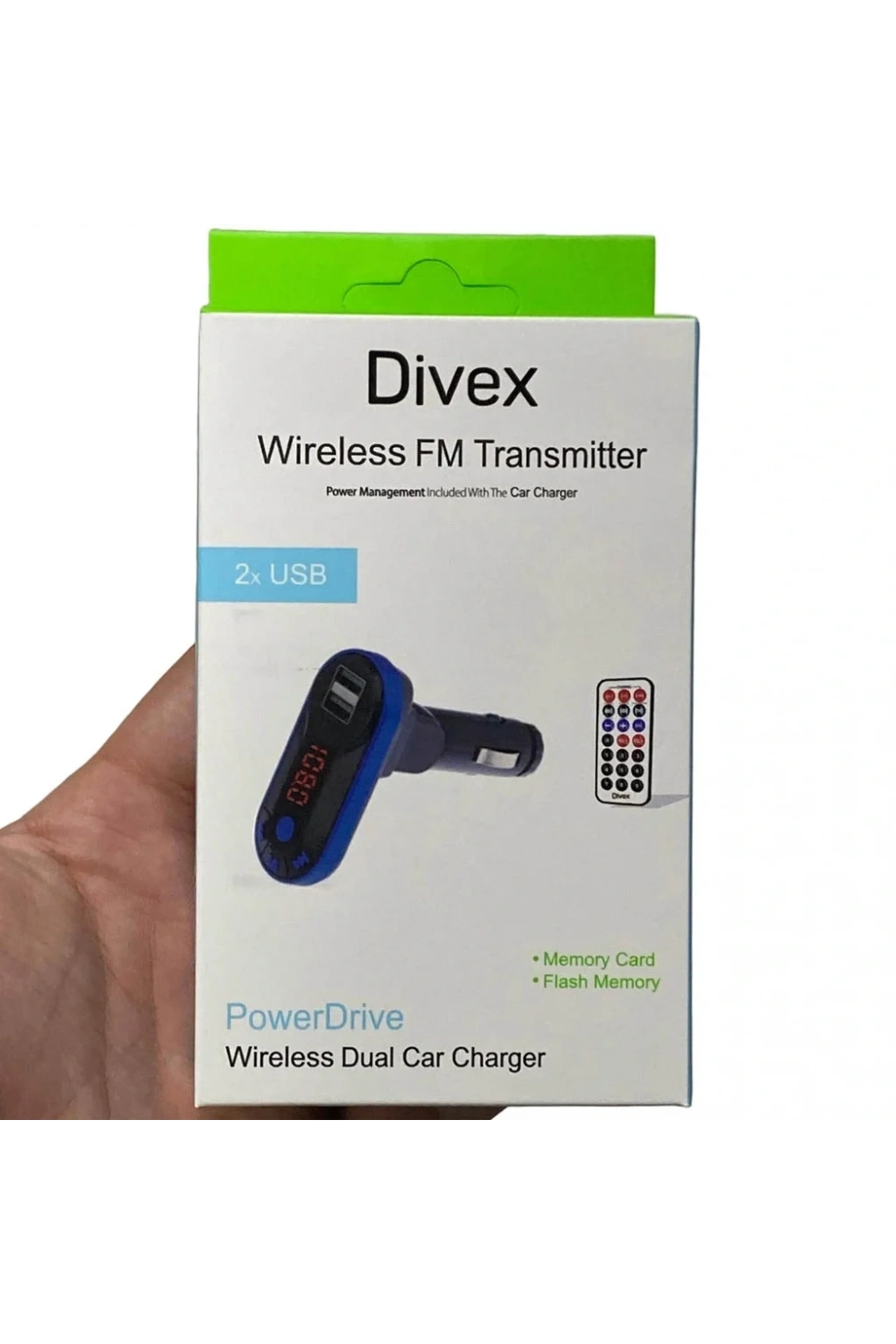 Divex Kumandalı Çakmaklık Girişli Araç Fm Transmitter Bluetooth 2xUSB - SD Kart Mavi DT-600