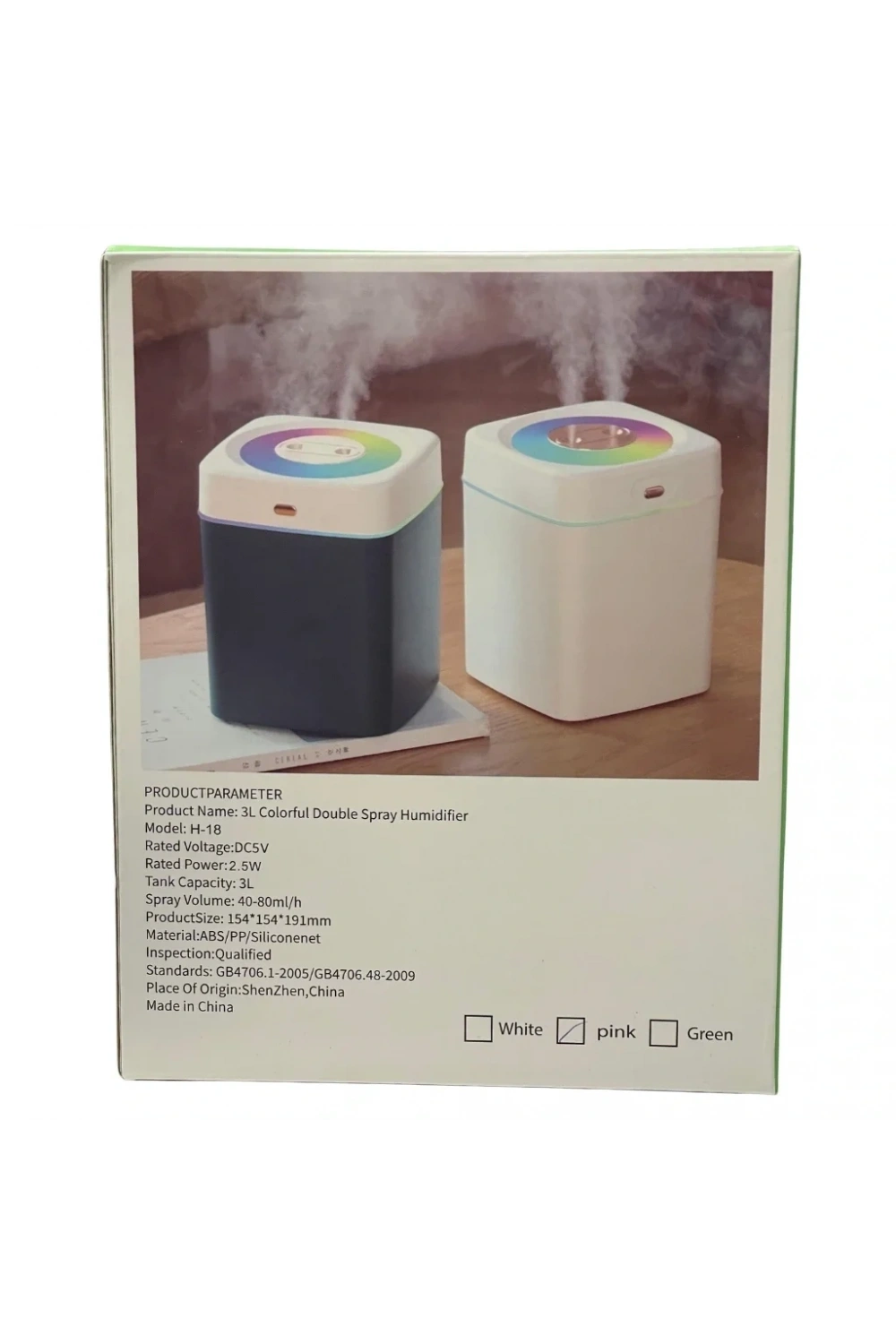 Divex Renkli Işıklı Çift Püskürtmeli Hava Nemlendirici 3L Humidifier H-18