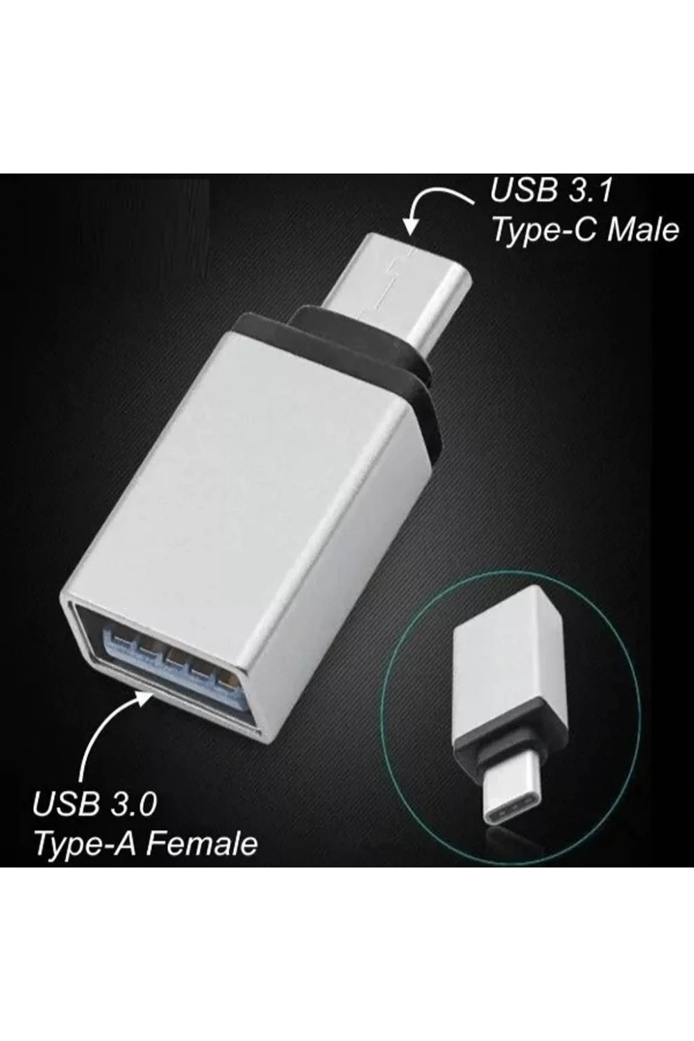 Divex Type-C Erkek USB3.0 Dişi Adaptör Çevirici Gri DO-182