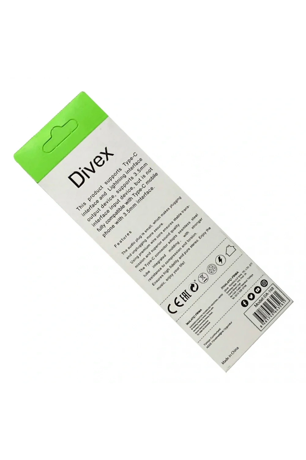 Divex Type-C - Lightning to 3.5mm Aux Stereo Kablo DA-168