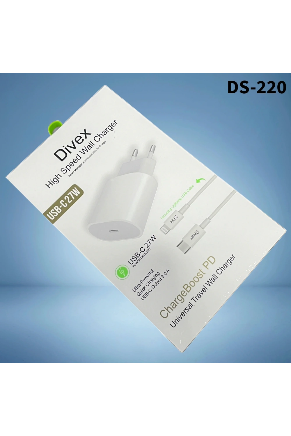 Divex Type-C Lightning USB 3.0A 27W Şarj Cihazı Apple Uyumlu DS-220