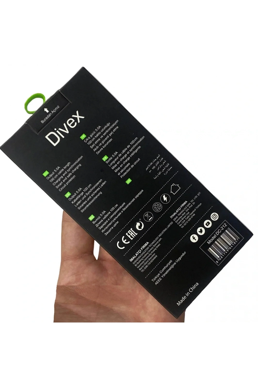 Divex Type-C ( USB-C ) 180W Hızlı Şarj Kablosu DC-212
