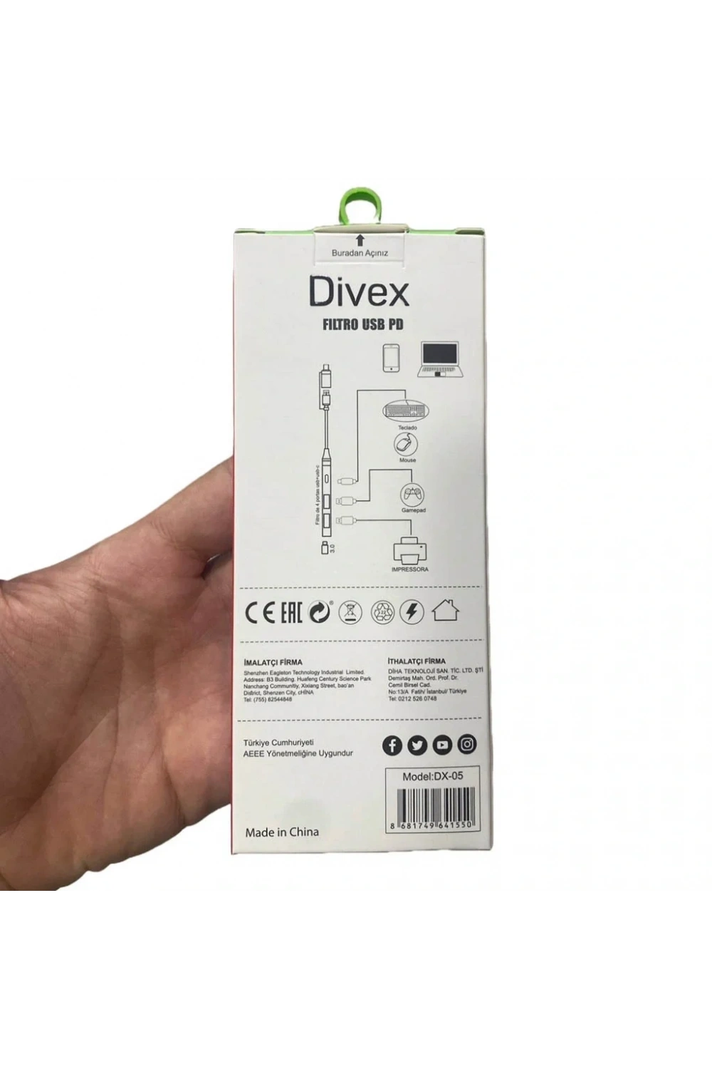 Divex Type-C + USB Girişli 4 Port USB Çoklayıcı USB+Type-C Splitter DX-05