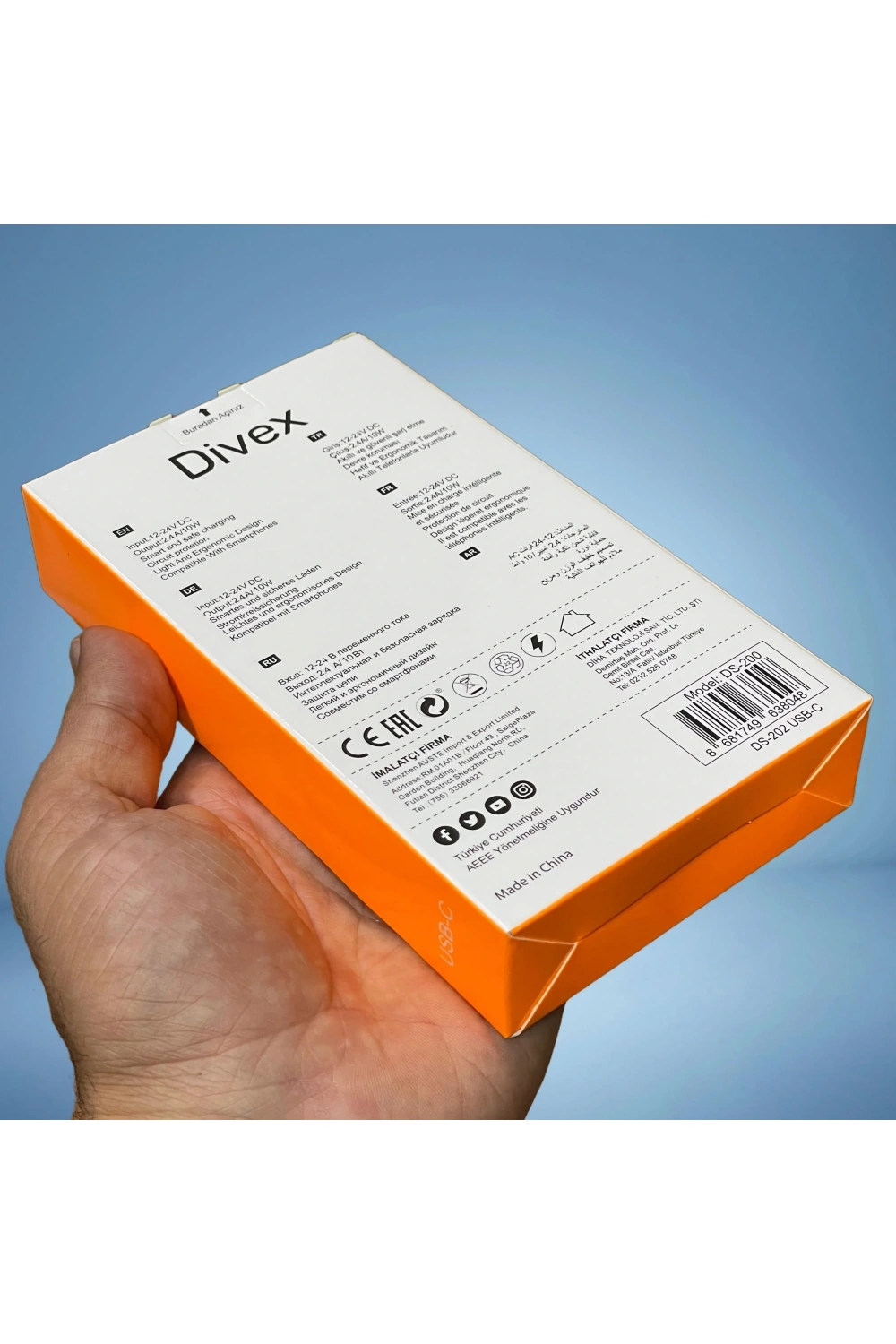 Divex Type-C USB Kablo - Adaptör 2.4A Ev Tipi Şarj Aleti DS-202