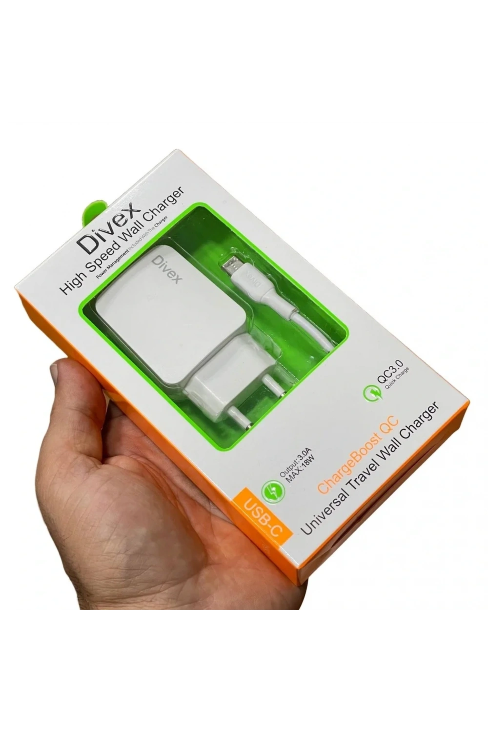 Divex Type-C USB Kablo - Adaptör 3.0A Ev Tipi Şarj Aleti DS-212