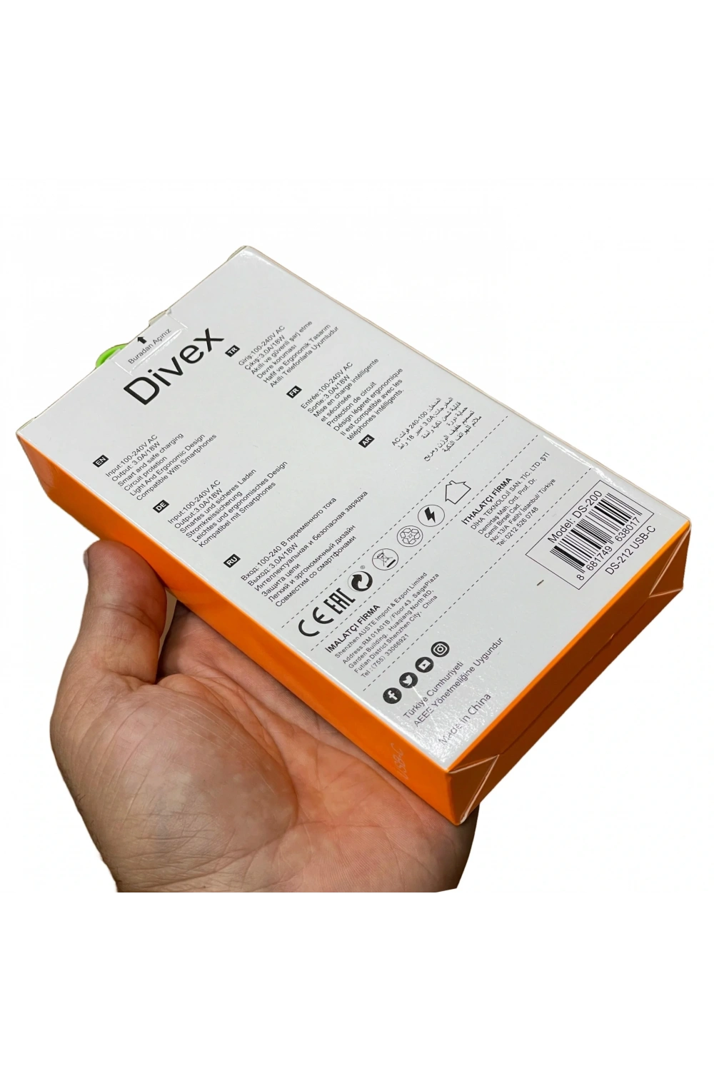 Divex Type-C USB Kablo - Adaptör 3.0A Ev Tipi Şarj Aleti DS-212