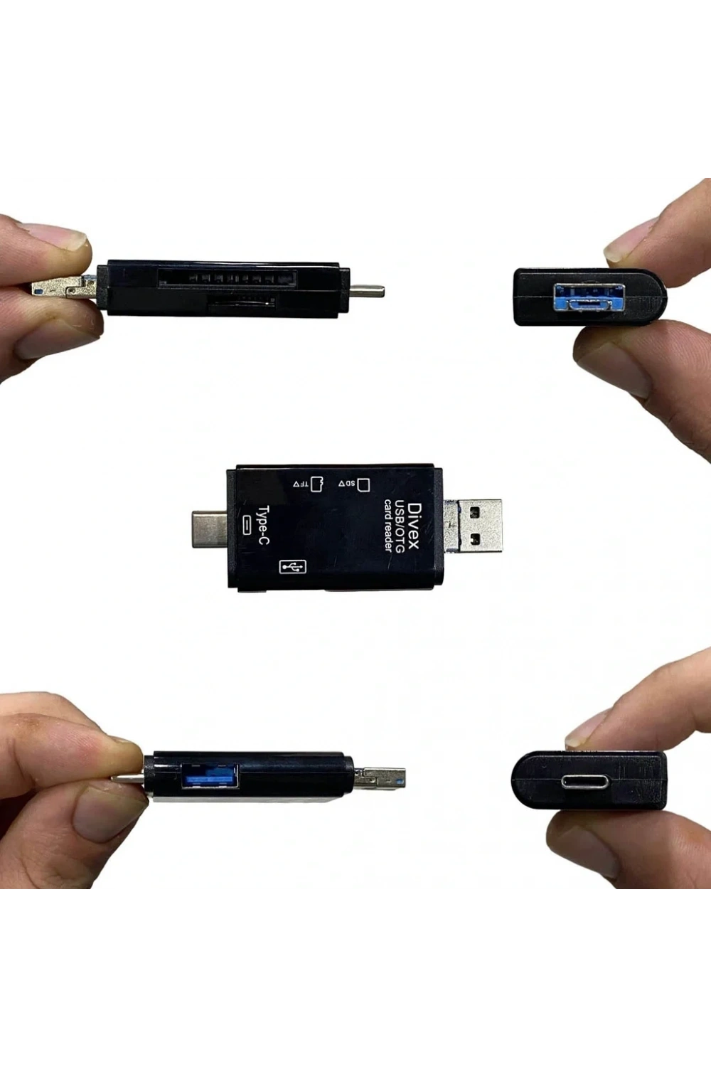 Divex USB3.0 - Type-C - Micro USB Girişli SD-Micro-SD Kart Okuyucu OTG Card Reader