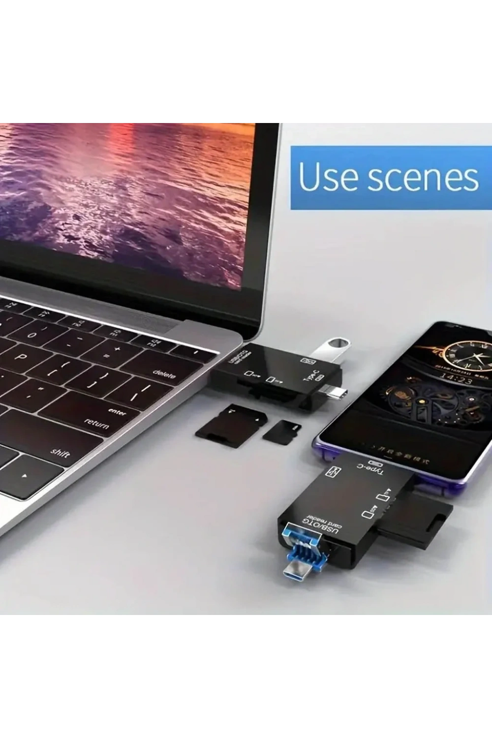 Divex USB3.0 - Type-C - Micro USB Girişli SD-Micro-SD Kart Okuyucu OTG Card Reader