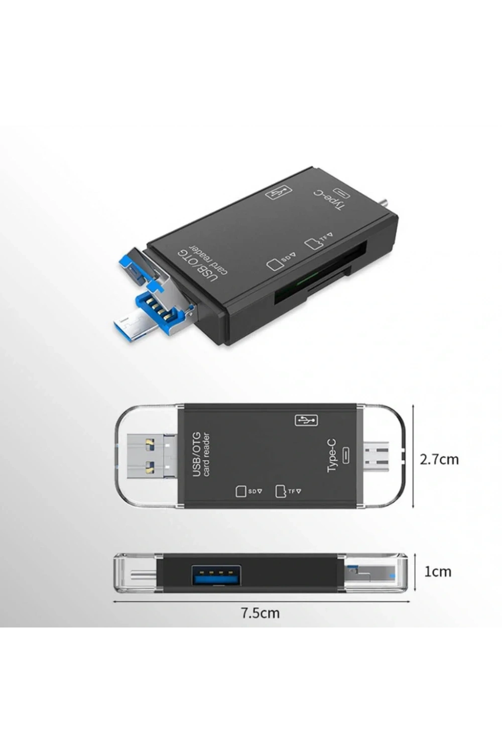 Divex USB3.0 - Type-C - Micro USB Girişli SD-Micro-SD Kart Okuyucu OTG Card Reader
