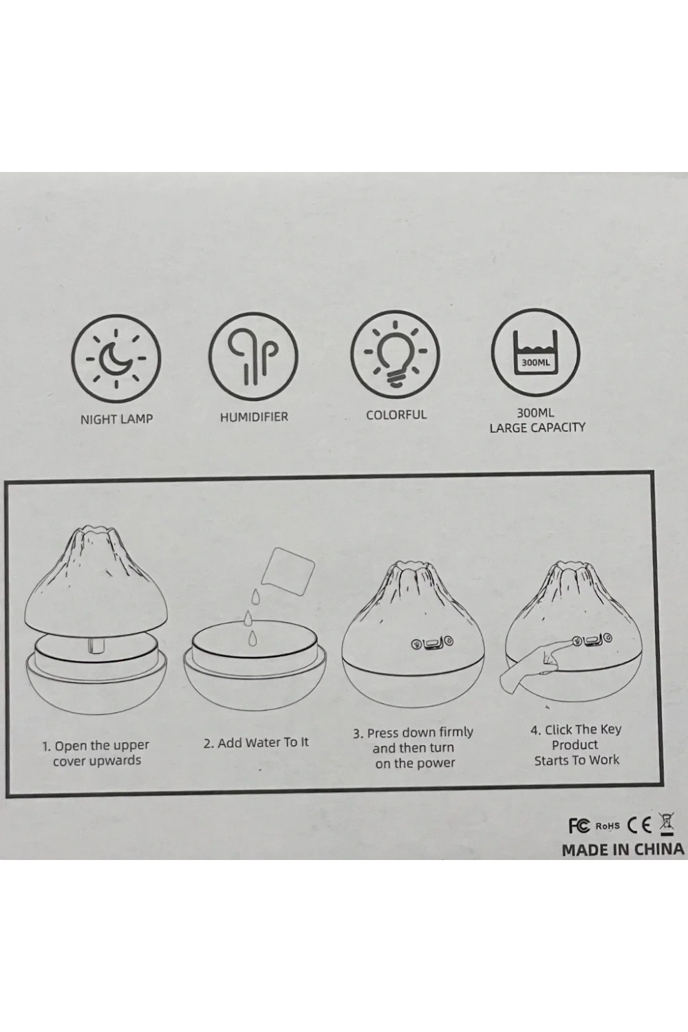 Divex Volkan Görünümlü Hava Nemlendirici Volcano Humidifier H-54