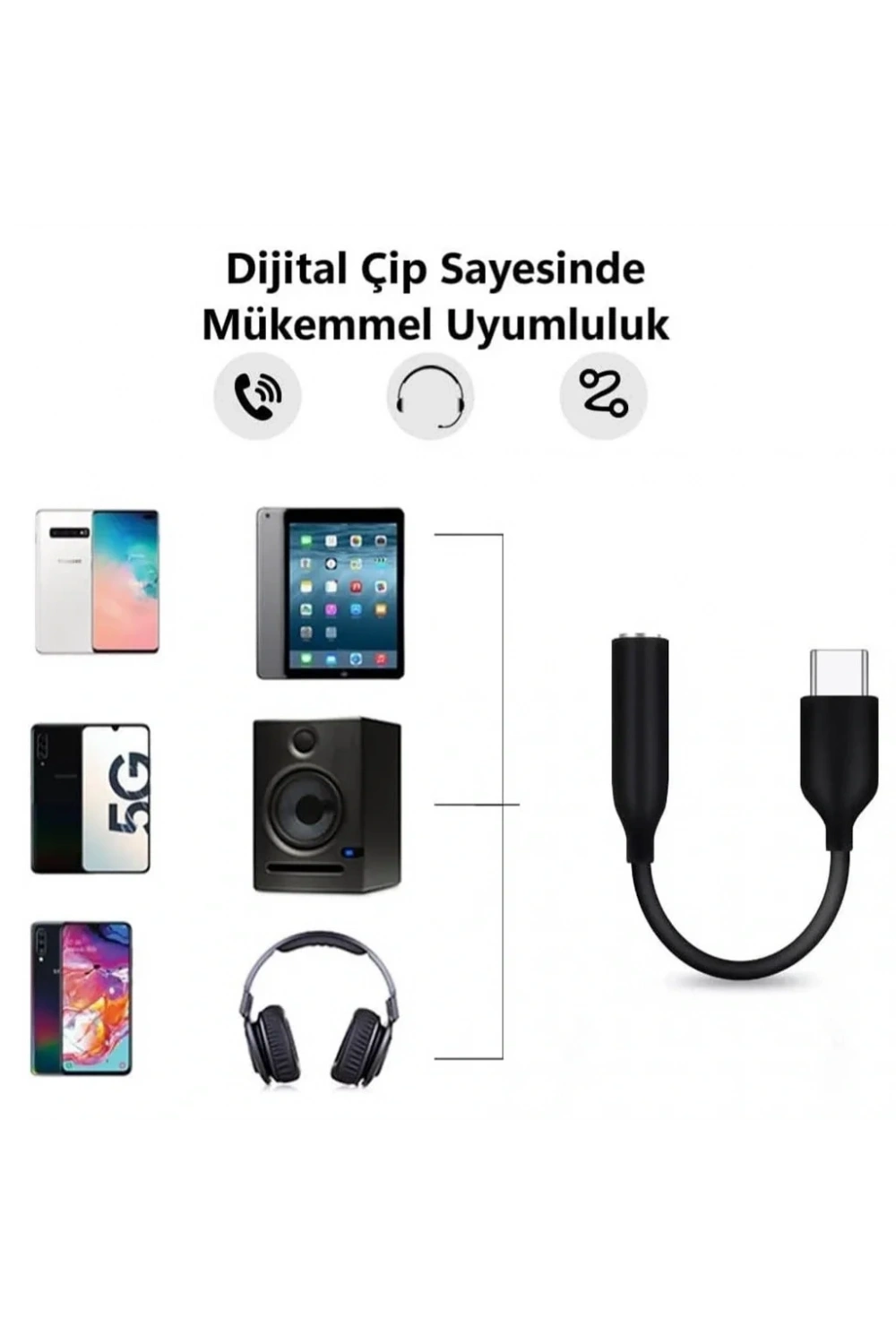 Divex Type-C Erkek 3.5mm Jack Kulaklık Dönüştürücü Adaptör DC-171