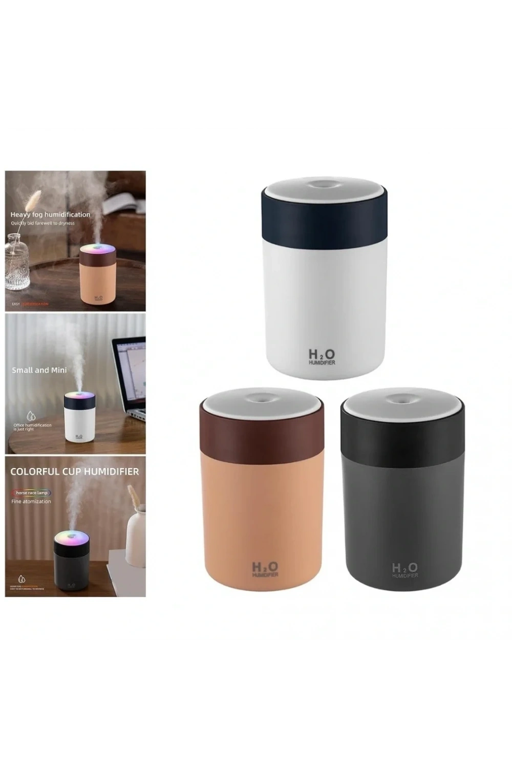 Divex USB Led Işıklı Hava Nemlendirici Colorful Humidifier Gri H-41