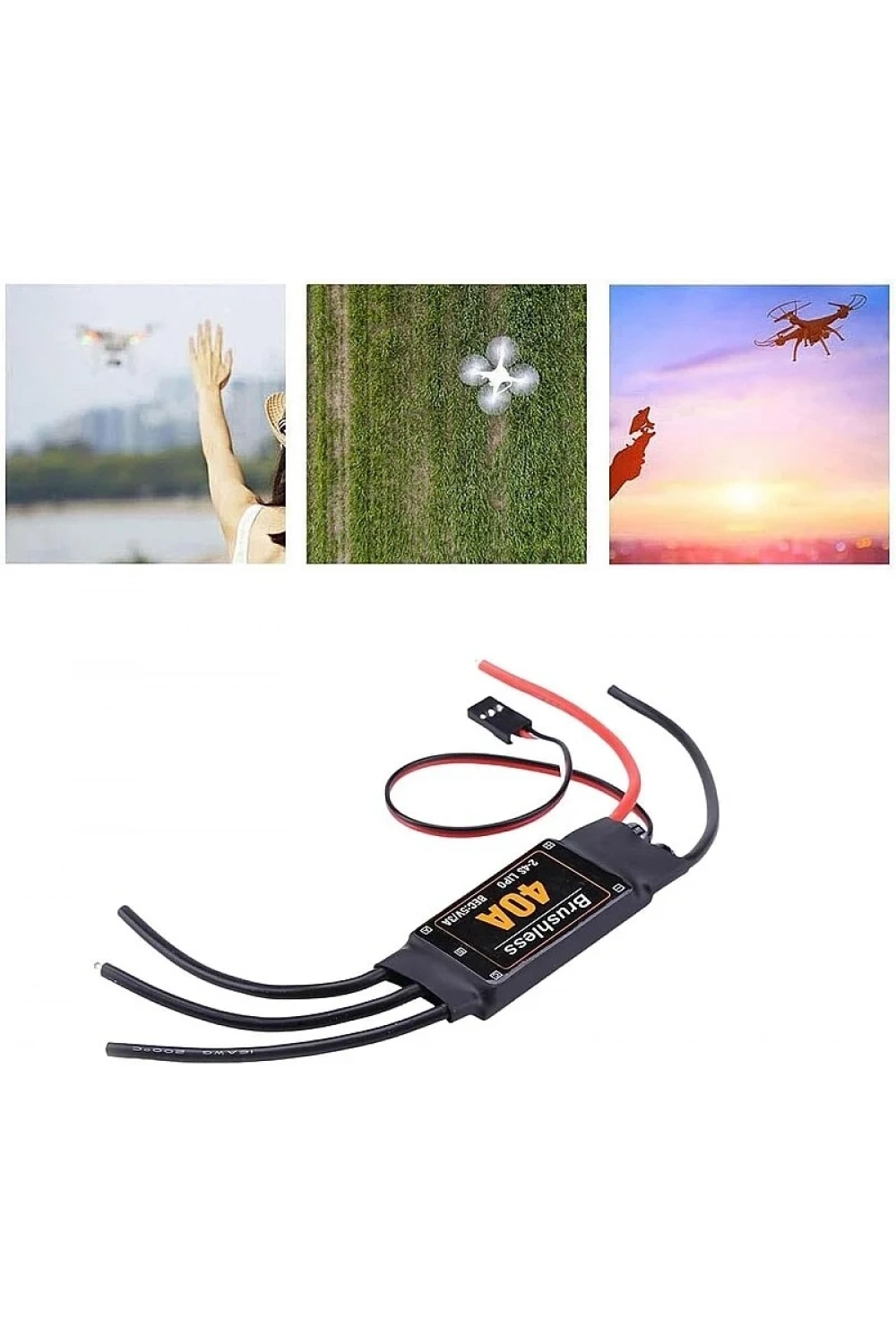 Drone ESC Brushless 40A Fırçasız Motor Hız Kontrol Sürücüsü - 2-4S LiPo Uyumlu Bullet Konnektörlü