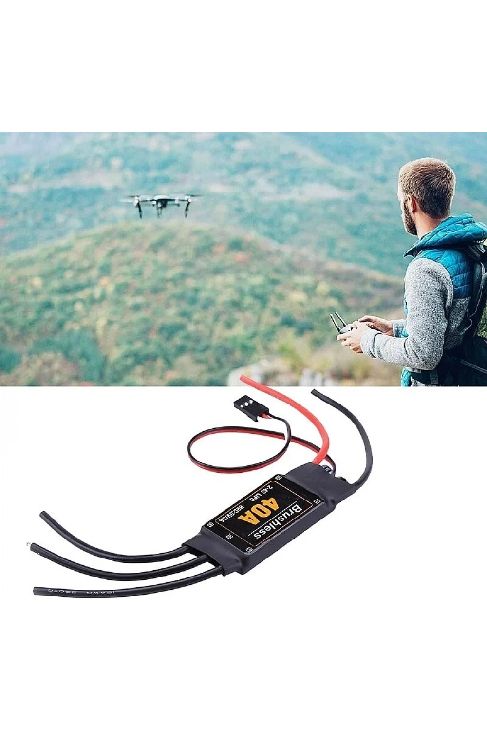 Drone ESC Brushless 40A Fırçasız Motor Hız Kontrol Sürücüsü - 2-4S LiPo Uyumlu Bullet Konnektörlü