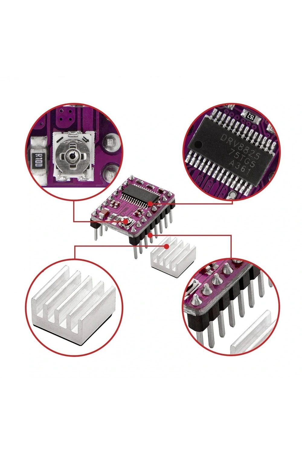 DRV8825 3D Yazıcı Uyumlu Step Motor Sürücü (Driver) Kart Modülü
